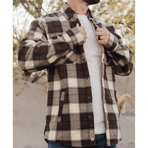 Dixxon Flannel Jacket Sherpa Lined Brown Cream Plaid Amarillo NEW Size XL